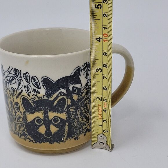 Vintage Retro Raccoon Wildlife Coffee Mug Tea Cup Japan 14 oz Brown White - Picture 9 of 11